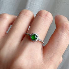 Load image into Gallery viewer, Best Royal Green Natural Jadeite RIng Handmade with 925 Sterling Silver ＆ CZ Stones | One of a Kind Fashion Jewelry
