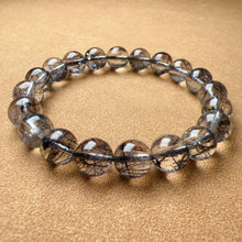 Load image into Gallery viewer, Natural Black Tourmalated Quartz Inclusion Crystal Bracelet with 10.1mm Beads | Men&#39;s Women&#39;s Healing Jewelry Remove Negativity
