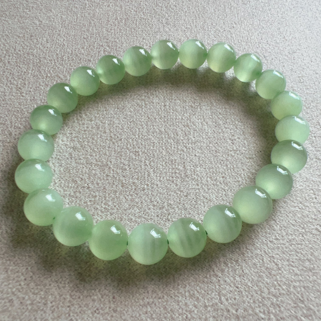 Natural Beautiful Top-grade Green Stone Bracelet 8.6mm Beads | Natural Afghanistan Green Jade Heart Chakra Healing Gemstone