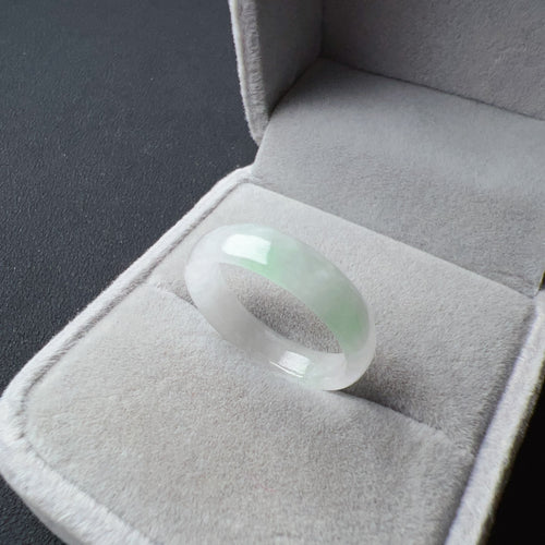 17.1mm A-Grade High-quality Natural Translucent Floral Jadeite Abacus Ring #5