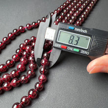 Load image into Gallery viewer, 8 - 8.5mm Natural Almandine Red Garnet Round Bead Strands for DIY Jewelry Project
