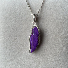 Load image into Gallery viewer, Top Grade Natural Royal Purple Sugilite Raw Stone Pendant with Sterling Silver Wrap | Body Detox Remove Negativity

