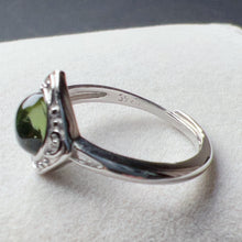 Load image into Gallery viewer, Custom-made Moldavite Ring with 925 Sterling Silver Adjustable Style | Rare High-frequency Heart Chakra Healing
