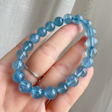 Load image into Gallery viewer, 9mm Aquamarine Bracelet from Brazil Old Mine Crystal with Nice Sea Blue | March Birthstone Pisces
