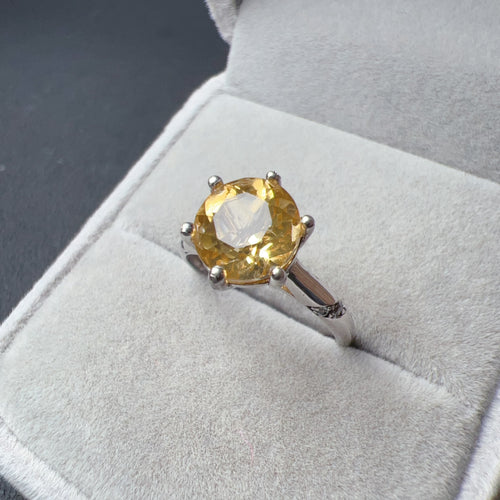 Top Quality Citrine Ring Handmade with 925 Sterling Silver Six Prongs | One of A Kind Jewelry