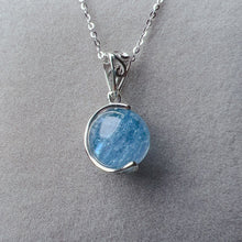 Load image into Gallery viewer, Blue Planet 11.1mm Natural Spakling Mica Aquamarine Sphere Pendant Necklace Reiki Healing Stone Throat Chakra
