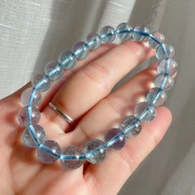 Load image into Gallery viewer, High Clarity Light Blue Aquamarine Bracelet 8.8mm Beads | March Birthstone Pisces Lucky Crystal
