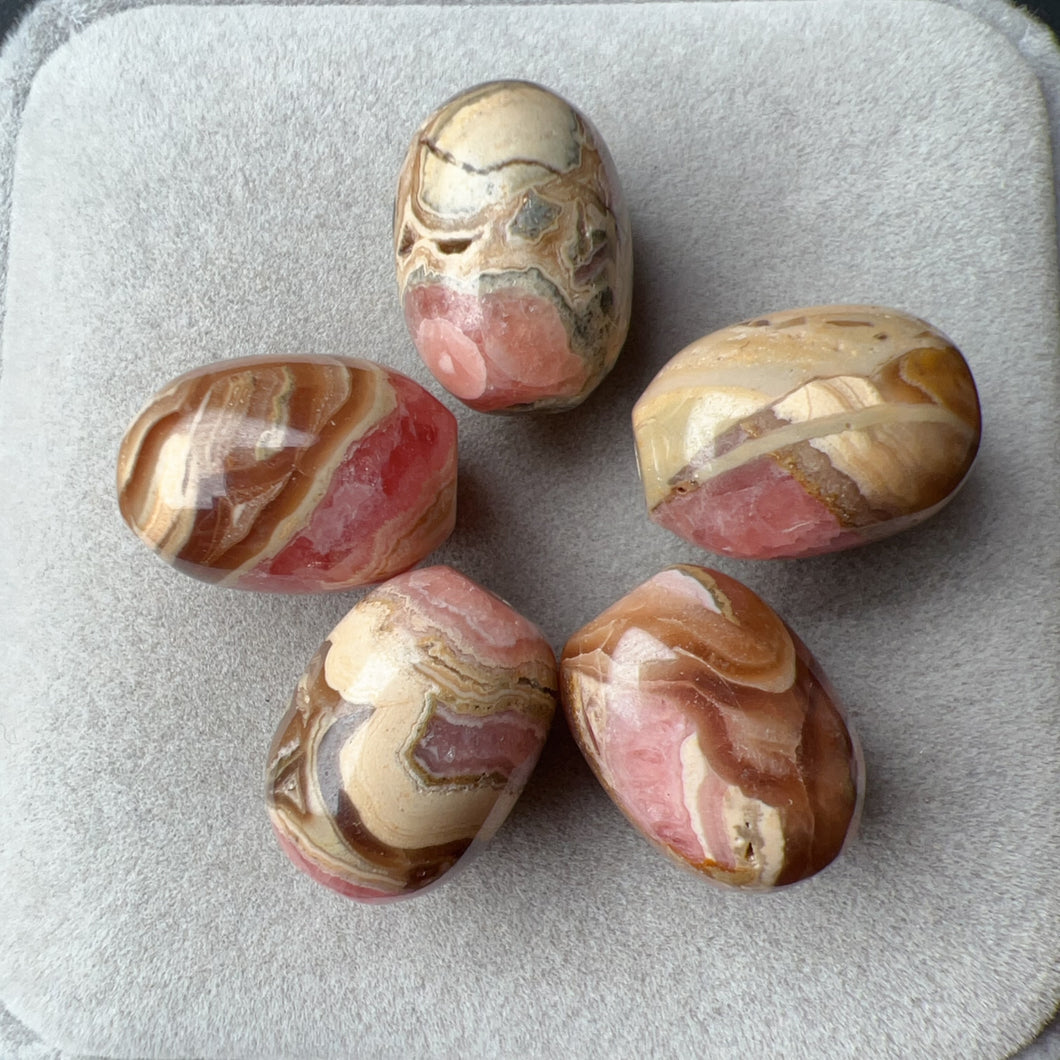5 PCS Unique Pattern Natural Rhodochrosite Barrel Beads for DIY Jewelry Project