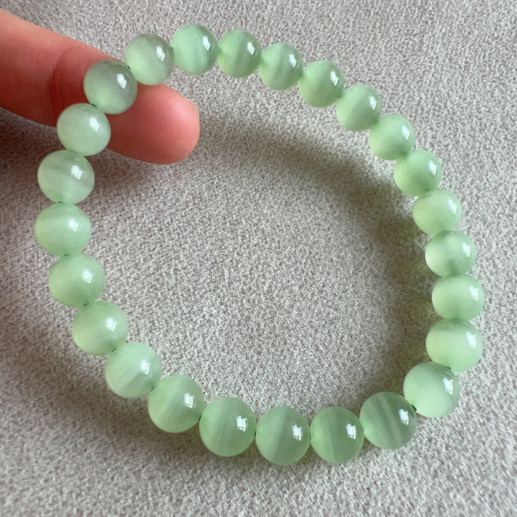 Natural Beautiful Top-grade Green Stone Bracelet 7.7mm Beads | Natural Afghanistan Green Jade Heart Chakra Healing Gemstone