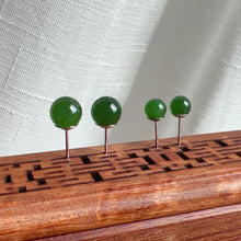 Load image into Gallery viewer, High-quality 8mm Green Nephrite Jade Stud Earrings | Handmade with 925 Sterling Silver Holder
