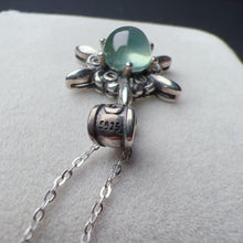 Load image into Gallery viewer, Handmade Top Quality Green Prehnite Pendant Necklace with Vintage 925 Sterling Silver Bezel
