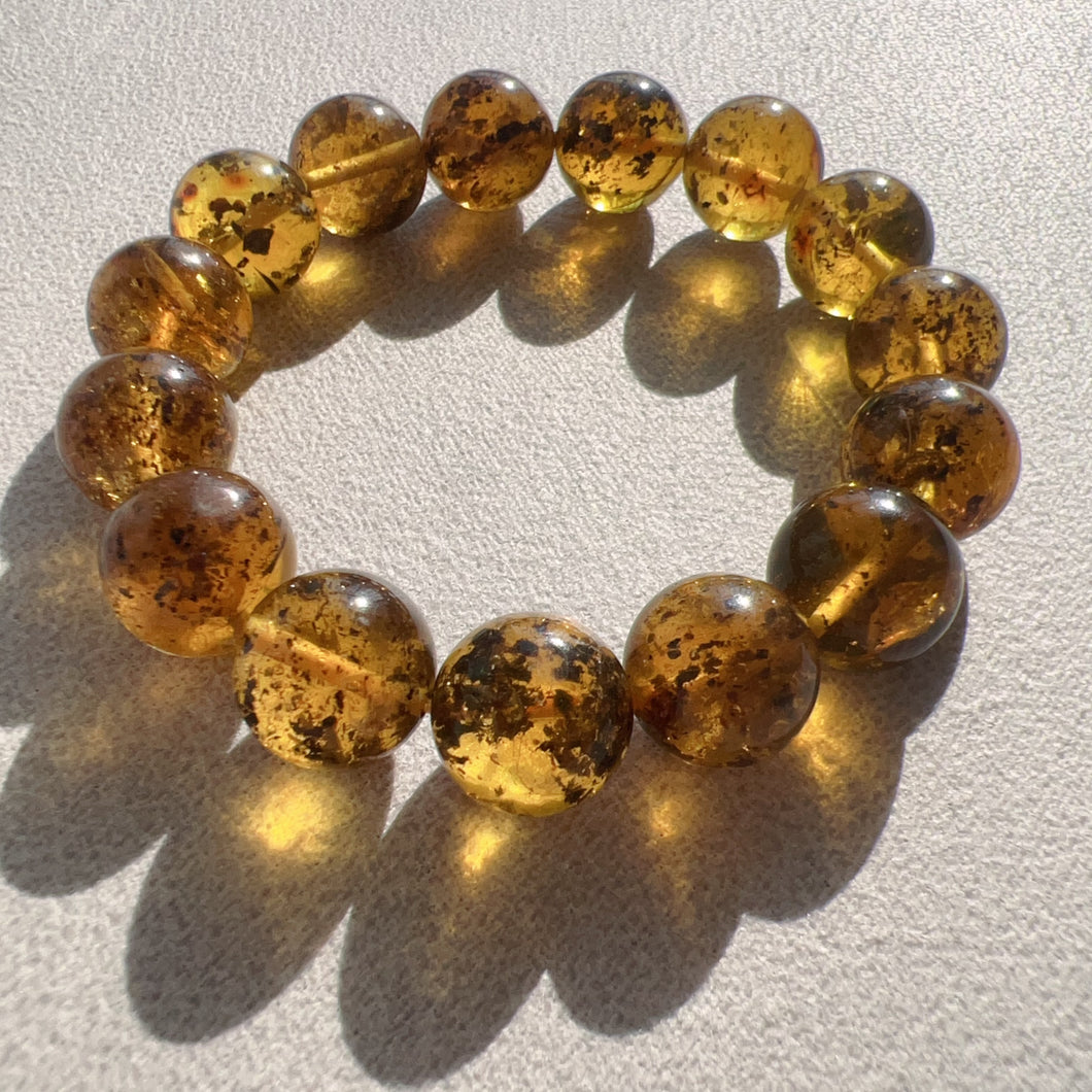 13.9mm Genuine Medicine Amber Large Beads Bracelet | Lucky Stone of Aries Gemini Leo Virgo