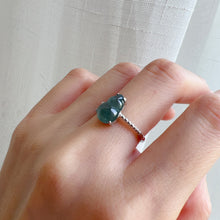 Load image into Gallery viewer, Natural Rare Blue Jadeite Lucky Gourd Ring Handmade with 925 Sterling Silver | One of a Kind Fashion Jewelry
