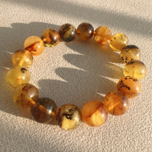 Load image into Gallery viewer, 12.8mm Genuine Medicine Amber Bracelet | Lucky Stone of Aries Gemini Leo Virgo | One of A Kind Jewelry
