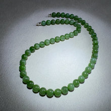 Load image into Gallery viewer, Beautiful Emerald Green Nephrite Jade Beaded Necklace with 925 Sterling Silver Clasp
