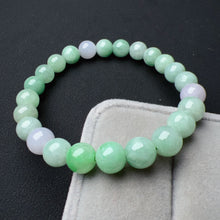 Load image into Gallery viewer, 8mm Natural A-grade Green and Purple Jadeite Beaded Bracelet | Heart Chakra Healing Stone Jewelry
