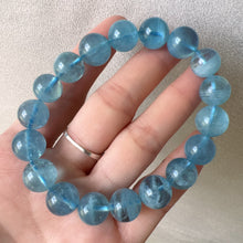 Load image into Gallery viewer, 11.7mm Aquamarine Bracelet from Brazil Old Mine Crystal with Nice Sea Blue | March Birthstone Pisces
