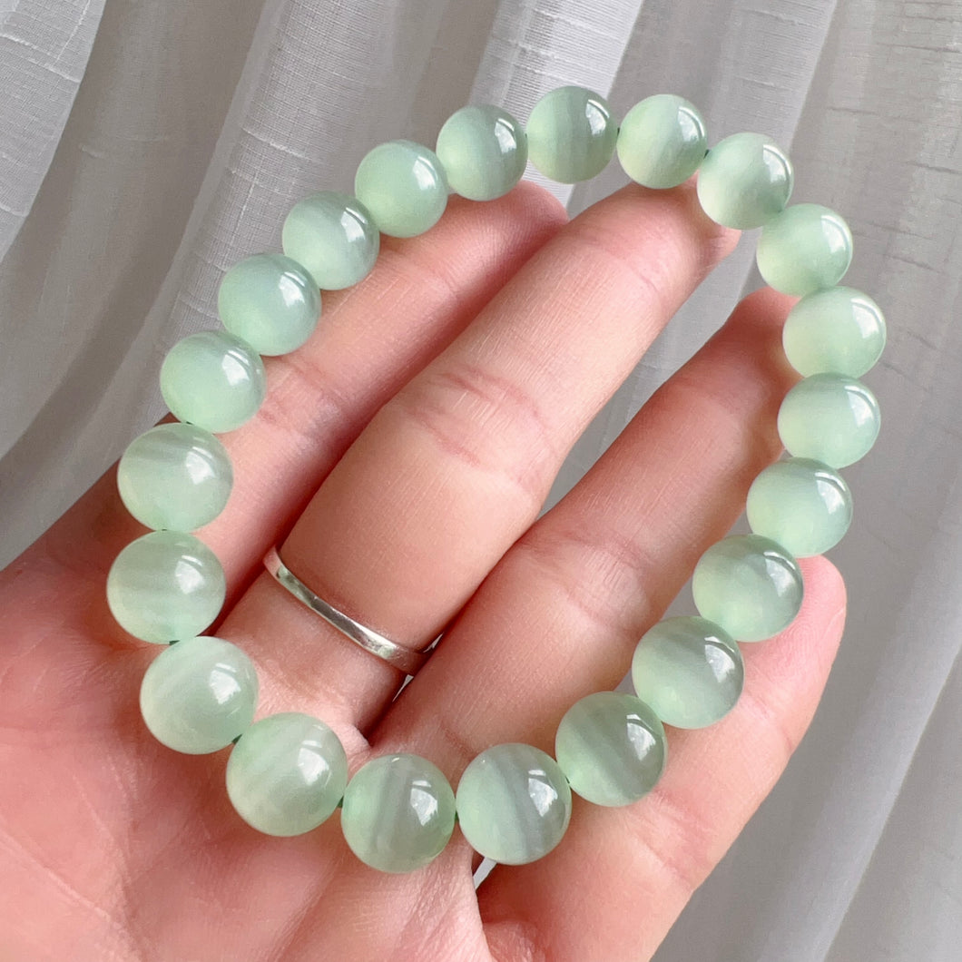 Beautiful Top-grade Green Stone Bracelet 9.5mm Beads | Natural Afghanistan Green Jade Heart Chakra Healing Gemstone
