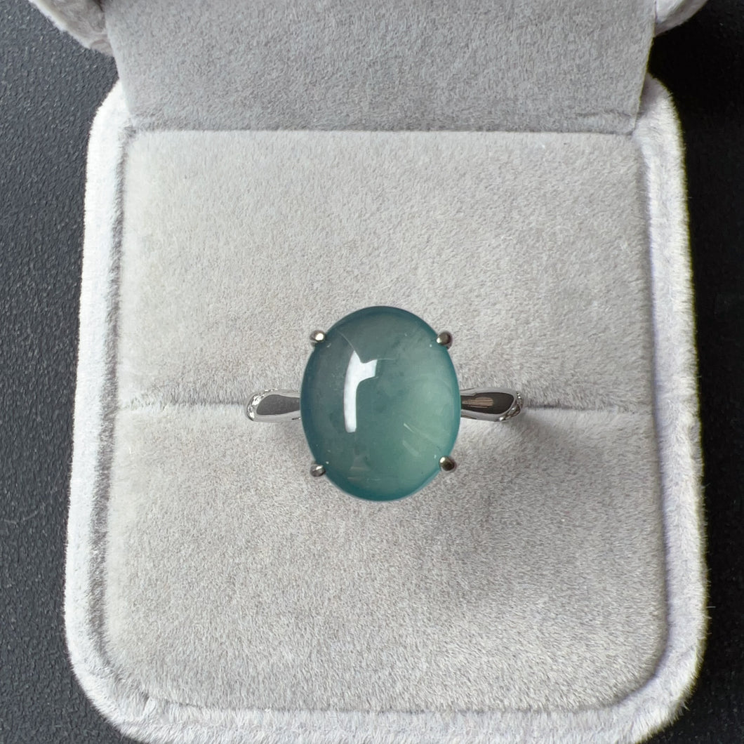 Natural Rare Blue-green Jadeite Ring Handmade with 925 Sterling Silver | One of a Kind Jewelry