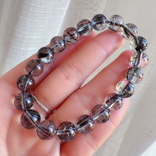 Load image into Gallery viewer, Natural Black Tourmalated Quartz Inclusion Crystal Bracelet with 9.9mm Beads | Men&#39;s Women&#39;s Healing Jewelry Remove Negativity
