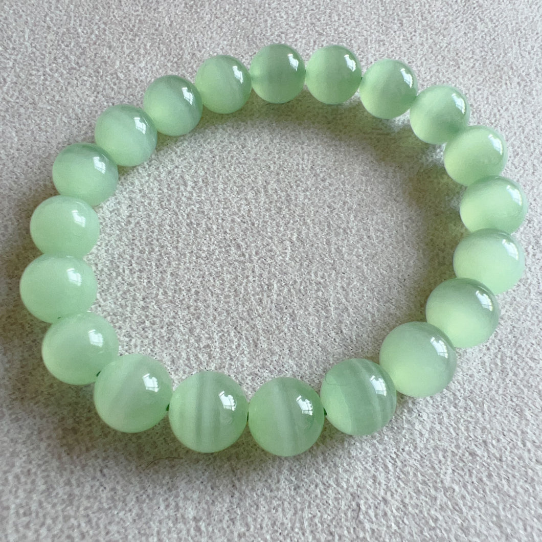 Beautiful Top-grade Green Stone Bracelet 9.6mm Beads | Natural Afghanistan Green Jade Heart Chakra Healing Gemstone