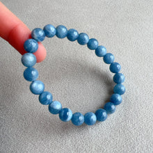 Load image into Gallery viewer, Rare Deep Sea Blue Aquamarine Bracelet 8.2mm Round Beads from Brazil Old Mine | March Birthstone Pisces
