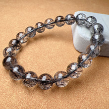 Load image into Gallery viewer, Natural Black Tourmalated Quartz Inclusion Crystal Bracelet with 9.7mm Beads | Men&#39;s Women&#39;s Healing Jewelry Remove Negativity

