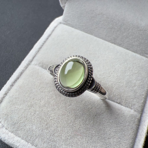 Custom-made Vintage Moldavite Ring with 925 Sterling Silver | Rare High-frequency Heart Chakra Healing