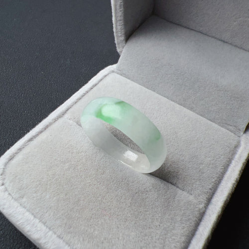 17mm A-Grade High-quality Natural Translucent Floral Jadeite Abacus Ring #4