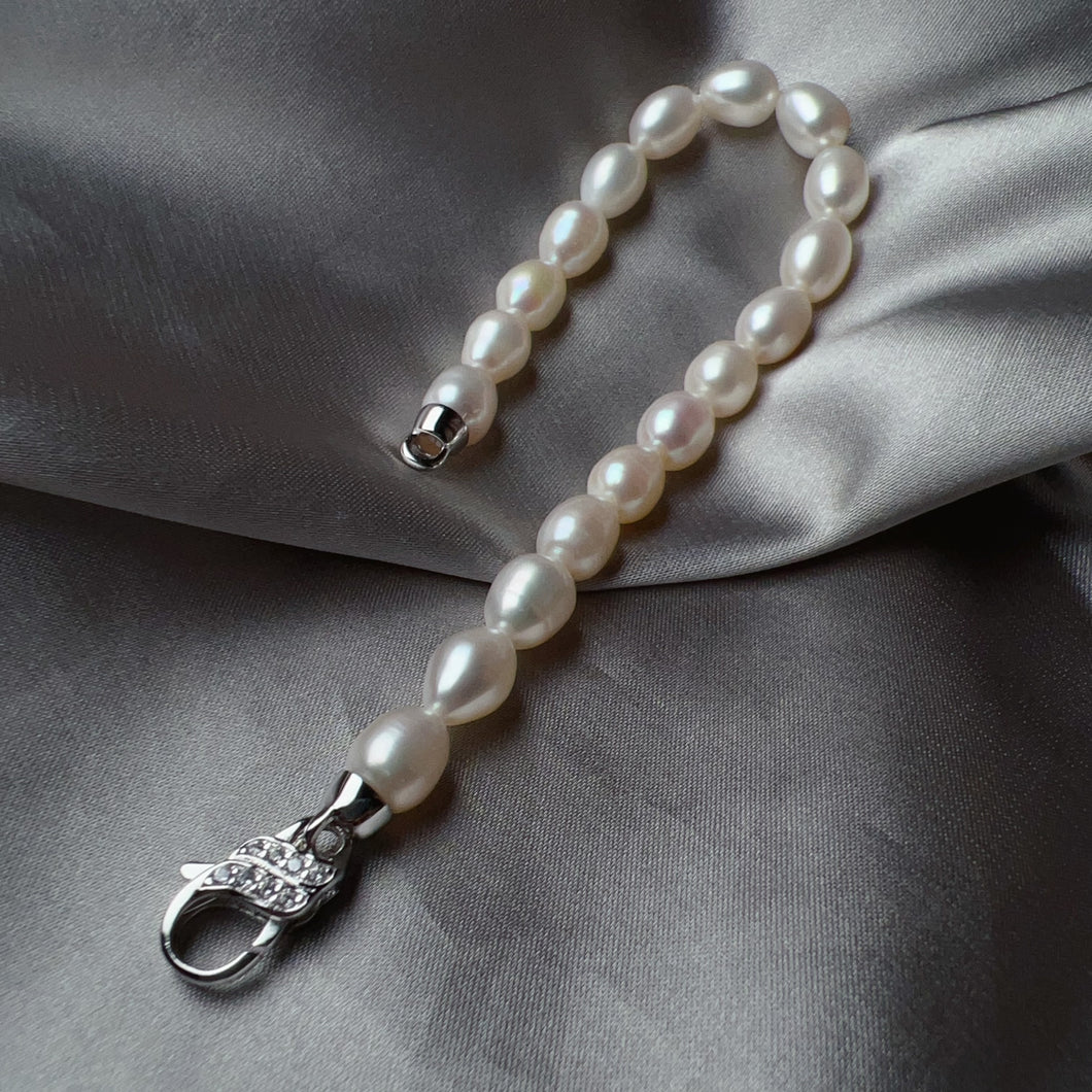 Classic Pearl Beaded Bracelet Best Luster Freshwater Pearl Natural Formed Beads with 925 Sterling Silver Lobster Clasp