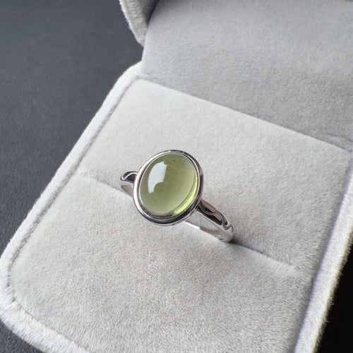 Custom-made Moldavite Ring with 925 Sterling Silver Adjustable Ring Band | Rare High-frequency Heart Chakra Healing