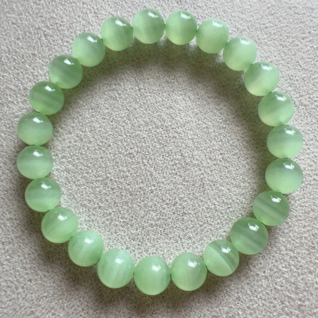 Natural Beautiful Top-grade Green Stone Bracelet 8.9mm Beads | Natural Afghanistan Green Jade Heart Chakra Healing Gemstone