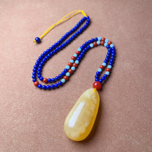 Load image into Gallery viewer, Genuine High-grade Amber Pendant Necklace Beaded with Agate Turquoise Lapis | One of A Kind Handmade Jewelry Adjustable Style
