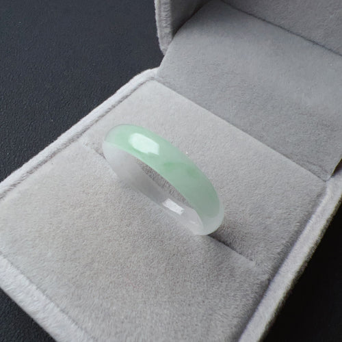 17.7mm A-Grade High-quality Natural Translucent Floral Jadeite Abacus Ring #7