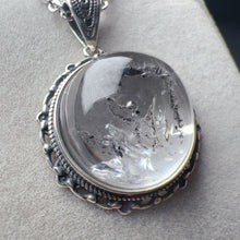 Load image into Gallery viewer, Good Clarity Enhydro Clear Quartz Crystal Pendant Necklace Handmade with 925 Sterling Silver One of A Kind Jewelry
