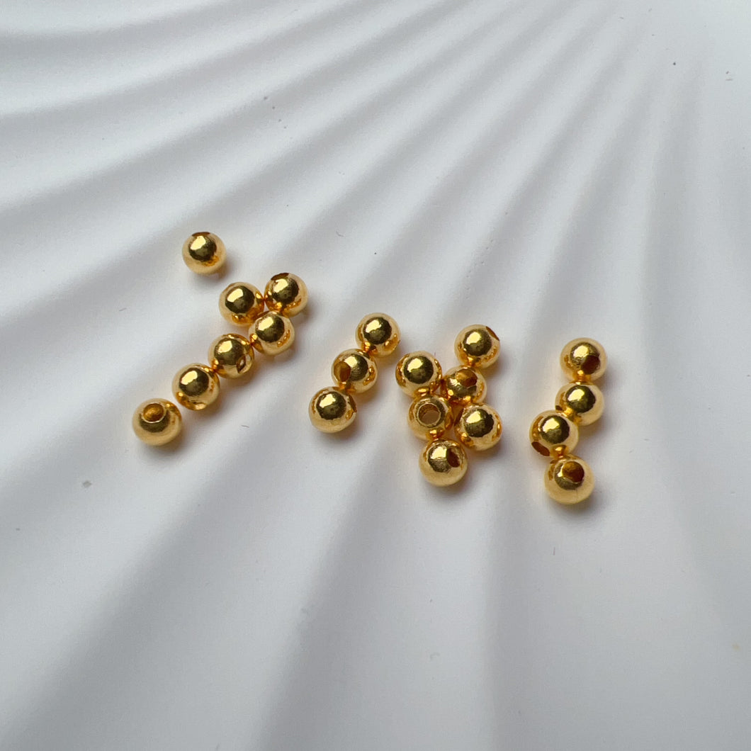 3mm 18K Yellow Gold Seamless Round Beads Charms for DIY Jewelry Projects