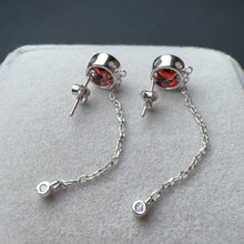 Load image into Gallery viewer, Natural Top-grade Round Cut Garnet Earring Drops Handmade with 925 Sterling Silver &amp; CZ Stones | One of a Kind Fashion Jewelry
