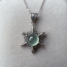 Load image into Gallery viewer, Handmade Top Quality Green Prehnite Pendant Necklace with Vintage 925 Sterling Silver Bezel

