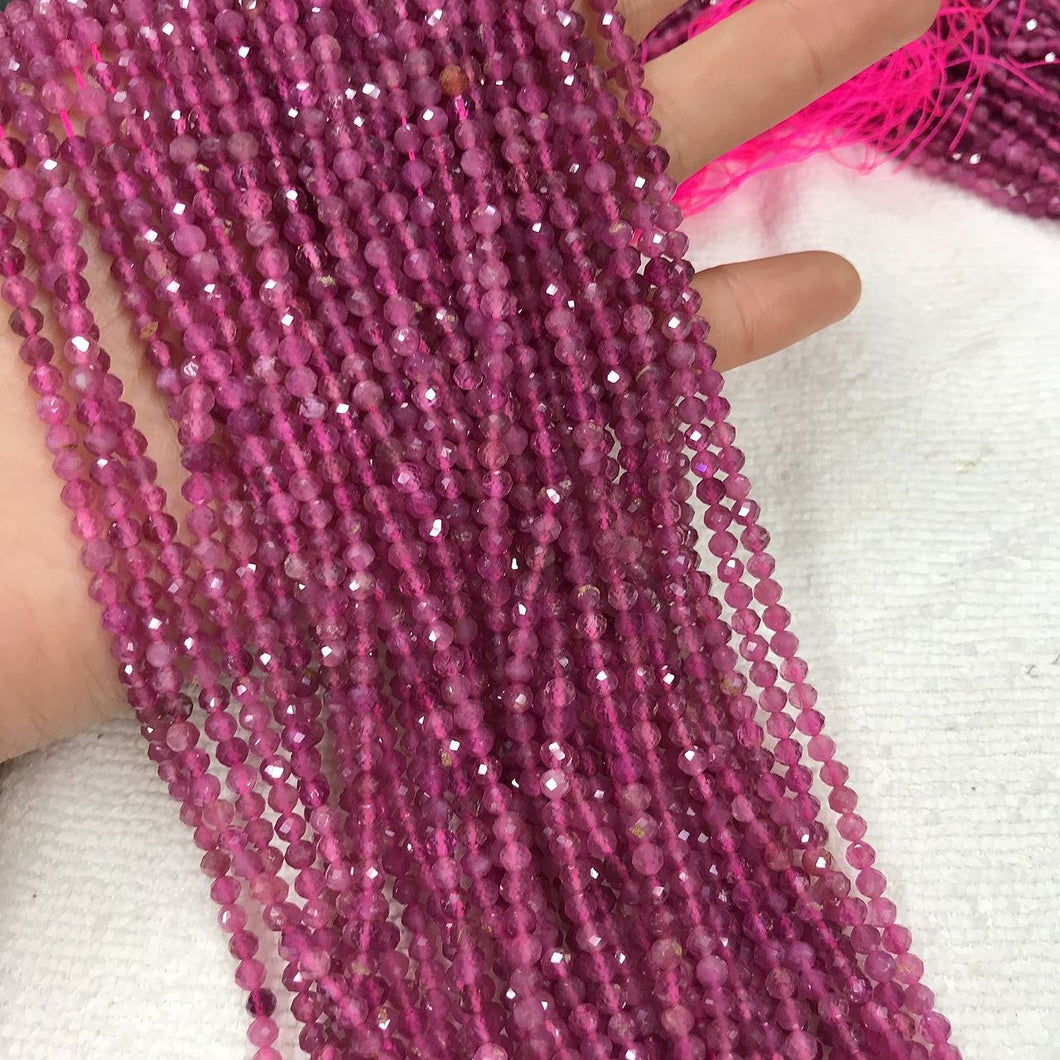 3.6mm High-quality Natural Pink Tourmaline Faceted Bead Strands DIY Jewelry Project