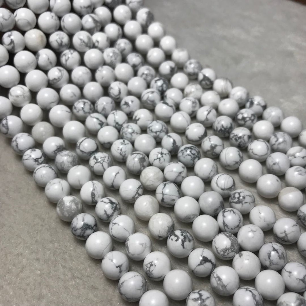 6-12mm Natural White Howlite Round Bead Strands for DIY Jewelry Project