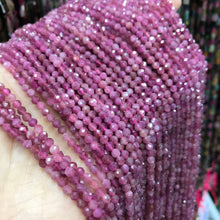 Load image into Gallery viewer, 3.5mm Natural Pink Tourmaline Faceted Bead Strands DIY Jewelry Project
