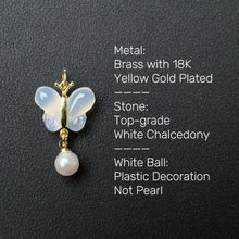 Load image into Gallery viewer, Natural White Chalcedony Butterfly Charms Pendants for DIY Jewelry Project
