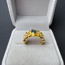Load image into Gallery viewer, Handmade Natural Blue Sapphire Gemstone Ring with Zirconia and Brass
