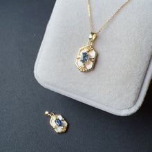 Load image into Gallery viewer, Natural Sapphire Gemstone Pendants Charm with Shell and Brass
