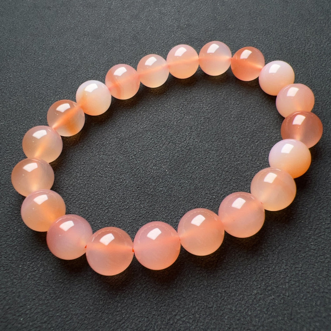 Rare Light Orange Pink Natural Yanyuan Agate Bracelet 10.3mm Heart Chakra Healing Jewelry Stone of Strength