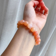 Load image into Gallery viewer, Rare Light Orange Pink Natural Yanyuan Agate Bracelet 10.9mm Heart Chakra Healing Jewelry Stone of Strength
