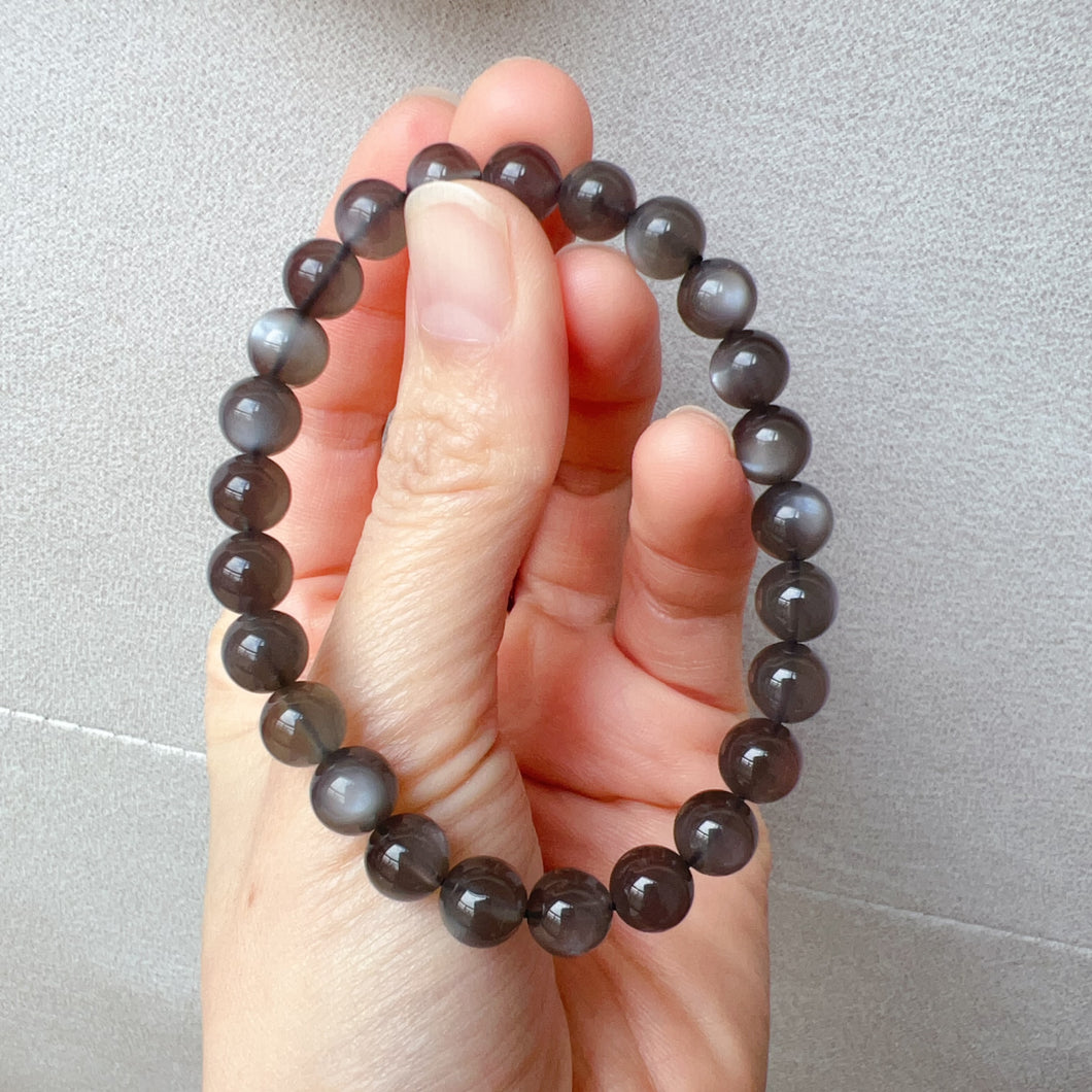 Natural Rare Top-grade Black Moonstone Healing Bracelet with 7.9mm Beads | Cancer Libra Scorpio Horosope Lucky Stone
