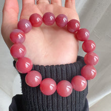 Load image into Gallery viewer, Rare Large 13.8mm Purple Red Natural Yanyuan Agate Bracelet Heart Chakra Healing Jewelry Stone of Strength
