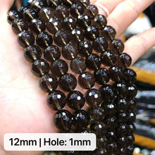 Load image into Gallery viewer, 128-Cuts 6-12mm Natural Smoky Quartz Faceted Round Bead Strands for DIY Jewelry Project
