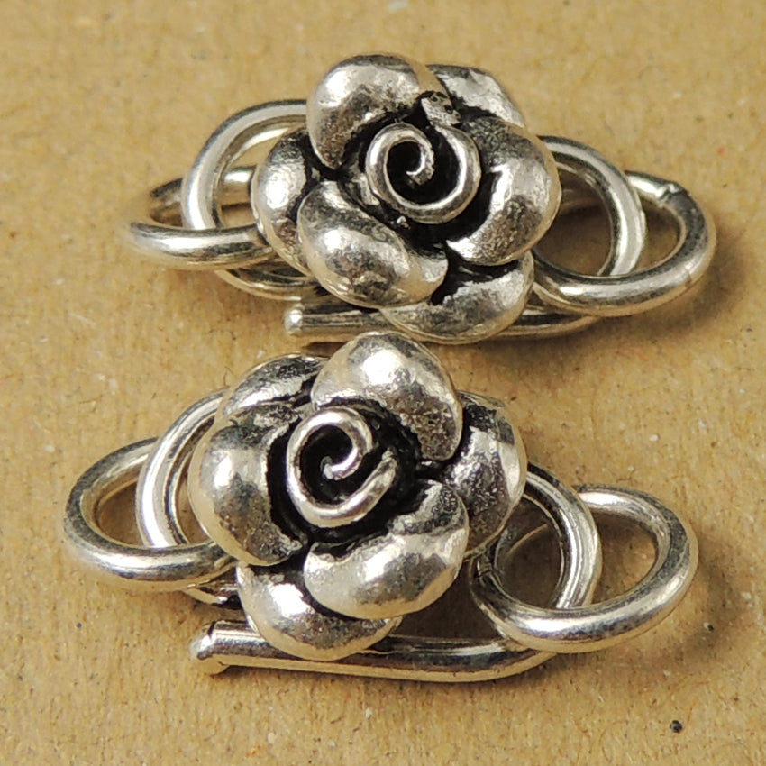 925 Sterling Silver Vintage Rose S-Clasp for Handmade DIY Jewelry Making Project